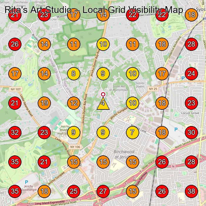 Rita's Art Studio GeoGrid visibility map for Do-It-Yourself Shop in Bethpage